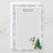 シルバクールー・《写真》ぼけ味・クリスマスのサンタ・ハットにラマ 便箋 (正面/裏面)