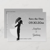 シルバグラデーションーは日付の結婚ポストカードを保存 案内ポストカード (正面/裏面)