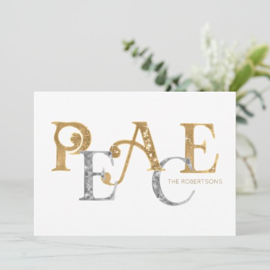 シルバシンプルー写真にモダン収められたクリスマス平和金ゴールド (スタンド正面)