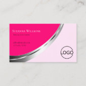シルバスタイリッシュンドデコールとロゴ付きピンクモダン 名刺 (正面)
