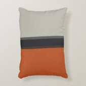 シルバスタイリッシューグレイネイビーオレンジ赤ストライプ色パターン アクセントクッション (正面(垂直))