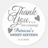 シルバスタイリッシューブルースウィート16誕生日ありがとう ラウンドシール (正面)