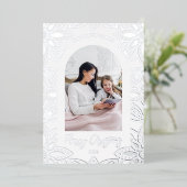 シルバスタイリッシュー植物枠2枚フォトクリスマス 箔シーズンカード (立ち正面)