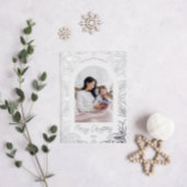 シルバスタイリッシュー植物枠2枚フォトクリスマス 箔シーズンカード