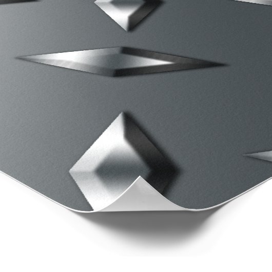 シルバパーソナライズされたーブルーダイヤモンド鋼プレート ポスター (角)