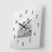 シルバパーソナライズされたー額写真 スクエア壁時計 (傾斜)