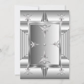 シルバフェイクークロムメタルルックバースデーパーティー 招待状 (裏面)