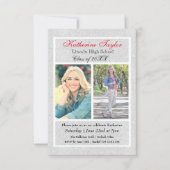 シルバフェイクーグリッター- 3x5卒業発表 招待状 (正面)