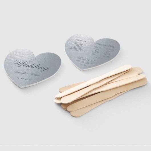 シルバフェイクーグレイ書道ハート結婚式 プログラム ハンドファン (組立なし)