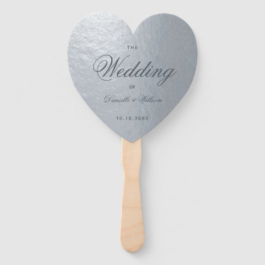 シルバフェイクーグレイ書道ハート結婚式 プログラム ハンドファン (正面)