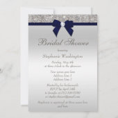 シルバフェイクーシークインネイビーボウブライダルシャワー 招待状 (裏面)