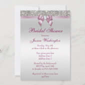 シルバフェイクーシークンズバーガンデーボウブライダルシャワー 招待状 (裏面)