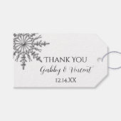 シルバフェイクースノーフレーク冬の結婚式メッセージカード ギフトタグ (正面(横))