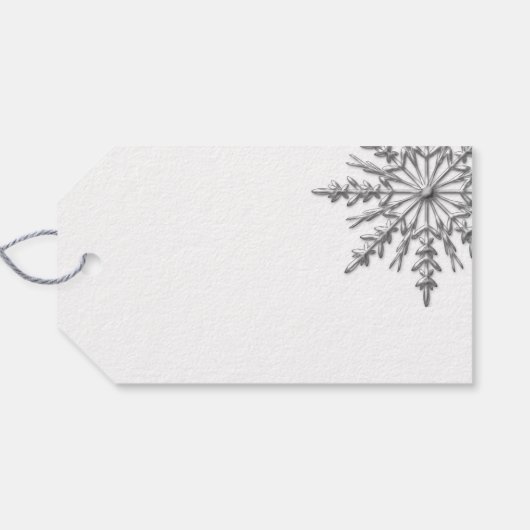 シルバフェイクースノーフレーク冬の結婚式メッセージカード ギフトタグ (裏面横)
