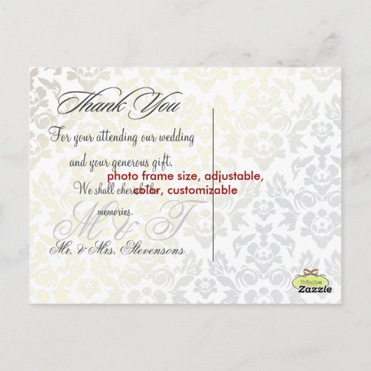 シルバフェイクーダマスクレースありがとう写真/DIYカラー ポストカード (裏面)