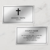 シルバフェイクーフォイルイエス·キリスト·クロス牧師 名刺 (正面/裏面)