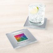 シルバフェイクーメタリックの外観ビジネスロゴの追加 ガラスコースター (アングル)