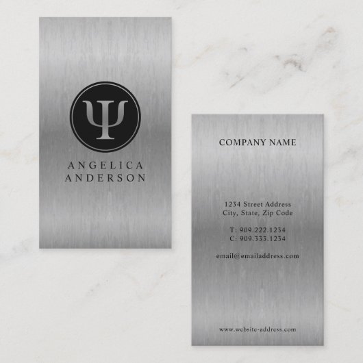 シルバフェイクー心理学者Psiシンボル名刺 名刺 (正面/裏面)