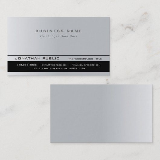 シルバモダンエレガントシグネチャーUVマットルクース 名刺 (正面/裏面)