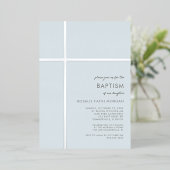 シルバモダンクロスバプテスマ《キリスト教》洗礼式や命名式招待状 箔シーズンカード (立ち正面)