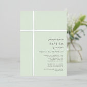シルバモダンクロスバプテスマ《キリスト教》洗礼式や命名式招待状 箔シーズンカード (立ち正面)