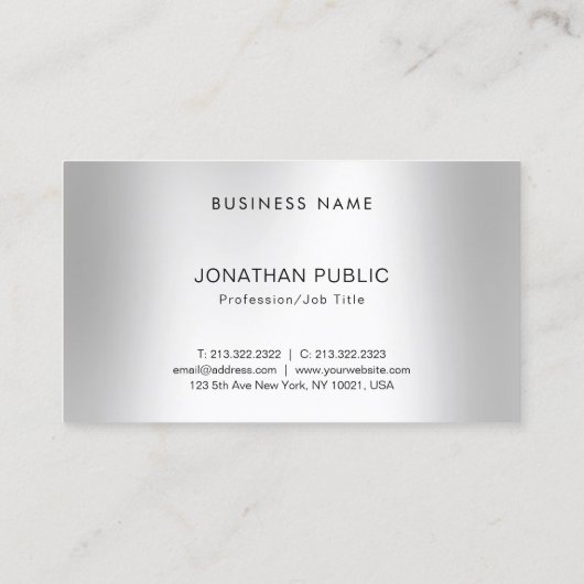 シルバモダンルックプロフェッショナルエレガントトレンディー 名刺 (裏面)