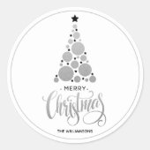 シルバモダンークリスマスツリーホリデイ ラウンドシール (正面)