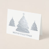 シルバモダンークリスマスツリーホリデーフォト 箔カード (正面)