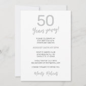 シルバモダンーグレイ男子50歳の誕生日パーティー 招待状 (正面)