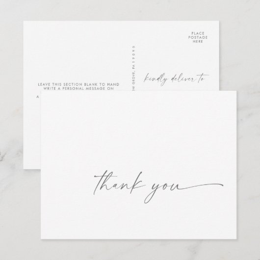 シルバモダンースクリプトありがとうはがき ポストカード (正面/裏面)