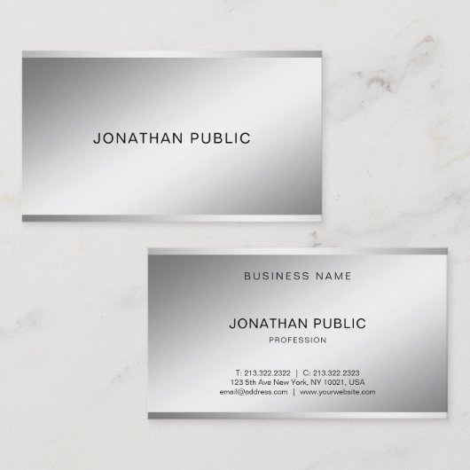 シルバモダンースタイリッシュルックデザインプロフェッショナルトップ 名刺 (正面/裏面)