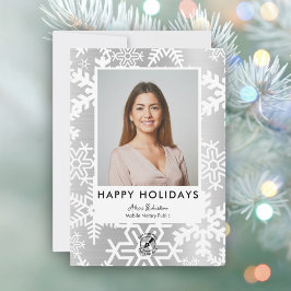 シルバモダンースノーフレーク公証人ホリデーズフォト シーズンカード