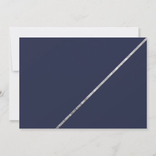 シルバモダンータイポグラフィネービーブルーシ結婚ックズ 招待状 (裏面)