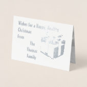 シルバモダンーパーソナライズされたファミリークリスマス 箔カード (正面)