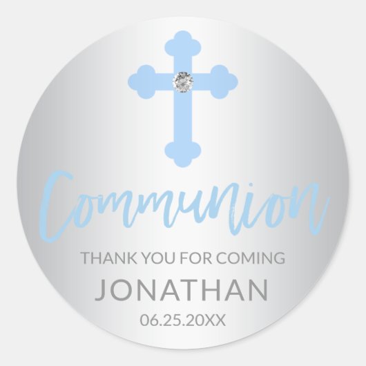 シルバモダンーブルークロスコミュニオンボーイサンキュー ラウンドシール (正面)