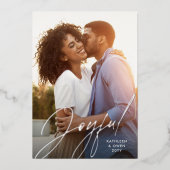 シルバモダンー・ネイビー・クリスマスフォト 箔シーズンカード (正面)