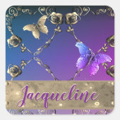 シルバリバラ紫グラデーション(名前あり) スクエアシール (正面)