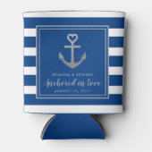 シルバーいかりブルーストライプホワイト航海の結婚ズ 缶クーラー (正面)