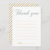 シルバーおよびイエロー |女モダンの子パーティーありがとう サンキューカード (正面/裏面)