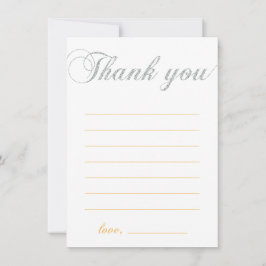 シルバーおよびイエロー |女モダンの子パーティーありがとう サンキューカード