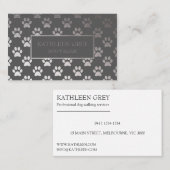 シルバーおよびグレーのポープリントパターン | ドッグウォーカー 名刺 (正面/裏面)