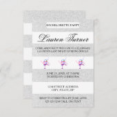 シルバーおよびストライプホワイトバチェロレッテ-3x5招待状 招待状 (正面/裏面)