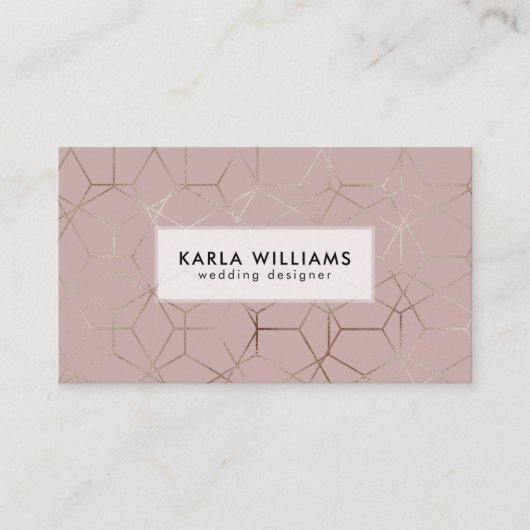 シルバーおよびタンの幾何学的パターン 名刺 (正面)