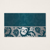 シルバーおよびティール（緑がかった色）ダマスクII結婚式の引き出物ラベル (裏面)