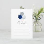 シルバーおよびネイビーのバルーン |パーティー感謝状 サンキューカード (スタンド正面)