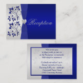 シルバーおよびネイビーのフローラエンクロージャカード エンクロージャーカード (正面/裏面)