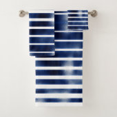 シルバーおよびブはっきりしたルストライプー バスタオルセット (インサイチュ)