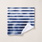 シルバーおよびブはっきりしたルストライプー バスタオルセット (ウォッシュタオル)