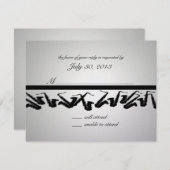 シルバーおよびブラックのサックス応答カード 出欠カード (正面/裏面)