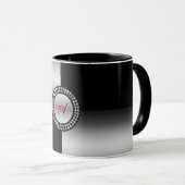 シルバーおよびブラックのジオメトリック形状 マグカップ (正面右)